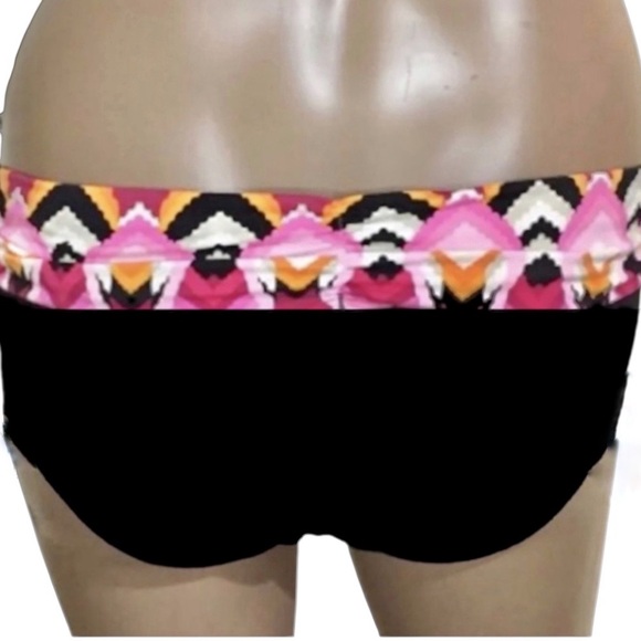 La Blanca Shirred Fold Over Waist Band Hipster Bikini Swim Bottom Geometric - Picture 2 of 2